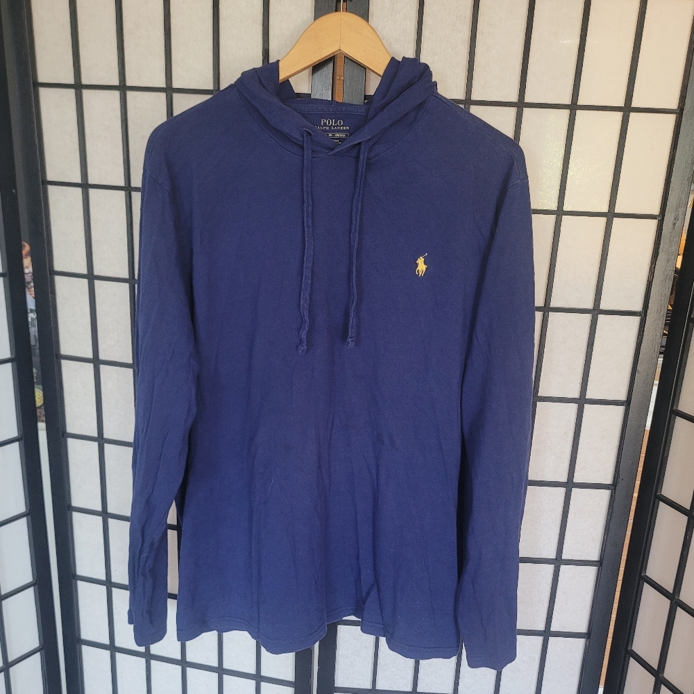 Polo by Ralph Lauren Navy Hooded Tee with Yellow Logo